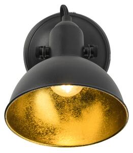 Faretto / Applique nero orientabile 1 luce oro - TOMMY