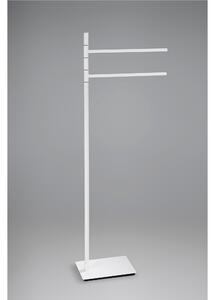 Piantana portasciugamani da bagno 2 bracci snodati Linea Basic Design Moderno dimensioni 33x15xh90 cm - bracci lunghezza 28 cm Bianco Opaco Garanzia i0 anni contro la ruggine