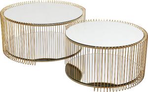 Tavolino Kare Design Wire Double (set da 2), ottone, diametro 70 cm, elegante