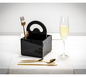 Portaposate 4 Scomparti SERVICE BLACK, Dimensioni 14x15x h20 cm, peso 0,52 kg, spessore 4 mm ideale per party e buffet colore nero lucido