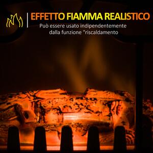 HOMCOM Camino Elettrico con Effetto Fiamma Regolabile Potenza 900W/1800W, 36 x 25.5 x 41.5cm, Nero