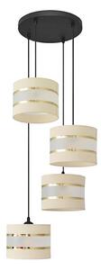 Lampadario a sospensione con filo HELEN 4xE27/15W/230V color crema/nero/oro