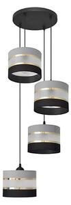 Lampadario a sospensione con filo HELEN 4xE27/15W/230V nero/grigio/oro