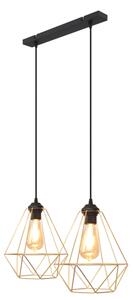 Lampadario a sospensione con filo KARO 2xE27/15W/230V oro/nero