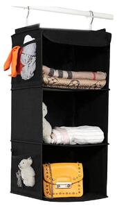 Set di organizer appendibile per armadio, ideale per abiti, maglioni e scarpe. Include 3 ripiani appendibili per l'organizzazione dell'armadio, leggero e di colore nero (30 x 30 x 60 cm)