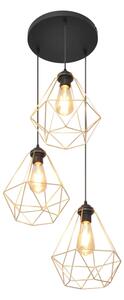 Lampadario a sospensione con filo KARO 3xE27/15W/230V oro/nero