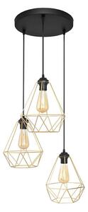 Lampadario a sospensione con filo KARO 3xE27/15W/230V oro/nero
