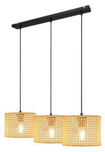 Lampadario a sospensione con filo ALBA 3xE27/15W/230V rattan/nero