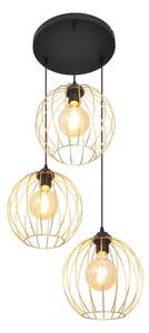 Lampadario a sospensione con filo MERCURE 3xE27/15W/230V oro/nero