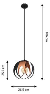 Lampadario a sospensione con filo MOONLIGHT 1xE27/15W/230V nero/rame
