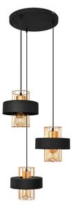 Lampadario a sospensione con filo VOLTA 3xE27/15W/230V nero/oro