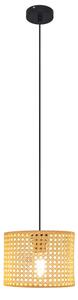 Lampadario a sospensione con filo ALBA 1xE27/15W/230V diametro 20 cm rattan/nero
