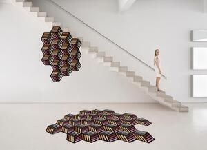 Parquet Hexagon Arancione Grigio Geometrico 188x305 cm
