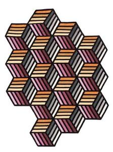 Parquet Hexagon Arancione Grigio Geometrico 153x203 cm