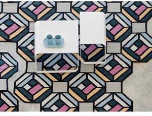 Parquet Tetragon Blu Rosa Geometrico 147x213 cm