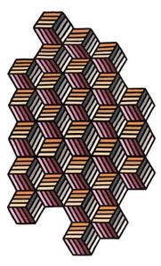 Parquet Hexagon Arancione Grigio Geometrico 188x305 cm