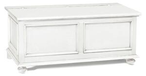 Cassapanca, arte povera, in legno massello e mdf con rifinitura in bianco opaco