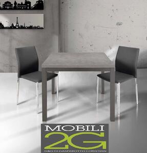 Tavolo moderno grigio cemento allungabile libro 90x90 (846)
