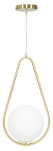 Lampadario Glamy Drop 24x20x46 cm in Ferro e Vetro Oro e Bianco