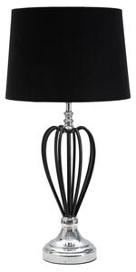 Lampada da Tavolo Darky Argento Ø28x56 cm in Ferro PVC e Tessuto Nero e Argento