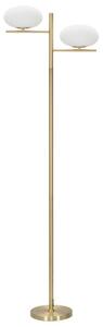 Lampada da Terra Oval Glamy 51x24x180 cm in Ferro e Vetro Oro e Bianco