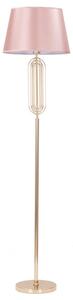 Lampada da Terra Ovy Ø40x168,5 cm in Ferro PVC e Tessuto Oro e Rosa