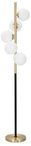 Lampada da Terra Glamy Dark Ø30x160 cm in Ferro e Vetro Oro, Nero e Bianco