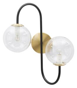 Lampada da Muro Iron Nero 36x24x45 cm in Ferro e Vetro Oro e Nero