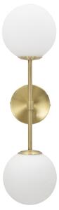Lampada da Muro Glamy Doppia 15x21x55 cm in Ferro e Vetro Oro e Bianco