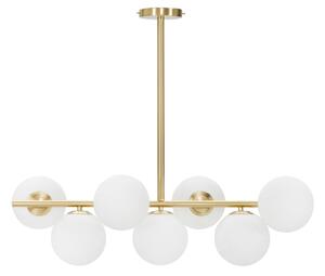 Lampadario Glamy 7 Luci 81x30x74 cm in Ferro e Vetro Oro e Bianco