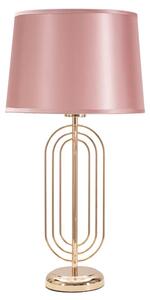 Lampada da Tavolo Krista Ø28x55 cm in Ferro PVC e Tessuto Oro e Rosa