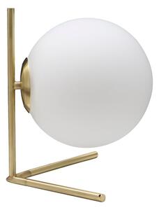 Lampada da Tavolo Glamy Low 25x25x27 cm in Ferro e Vetro Bianco e Oro