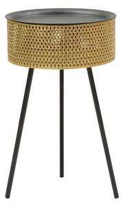 Tavolino Basso Ø40x65 cm in Metallo Oro e Nero