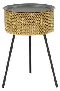 Tavolino Basso Ø35x50 cm in Metallo Oro e Nero