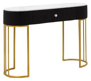 Consolle Fissa 1 Cassetto 100x43x74 cm in Metallo e Tessuto Imbottito Nero