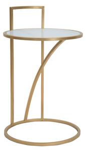 Tavolinetto Glam Sofy Ø38x61 cm in Ferro MDF e Vetro Oro e Multicolor
