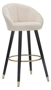 Sgabello Bar Prague Crema 55x56x104 cm Legno e Spugna Crema Oro e Nero