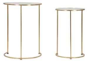 Tavolinetti Glam Simply Coppia Ø44,5x63-34,5x56,5 cm in Ferro e Vetro Oro