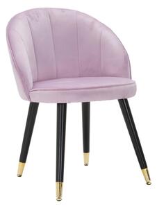 Sedia Loty Rosa 57x58x80 cm in Legno e Velluto Rosa Nero e Oro