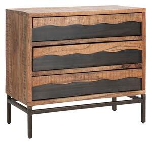 Comò Yellowstone 88x45x80 cm in Legno di Acacia e in Ferro Marrone e Nero