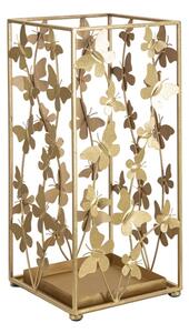 Porta Ombrelli Butterfly 22,5x22,5x48,5 cm in Ferro Oro
