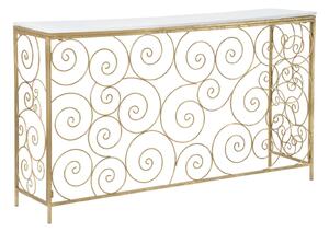 Consol Spiral 140x36x82 cm in Ferro e Marmo Oro e Bianco