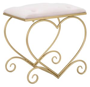 Sgabello Heart Rosa 50x37,5x51,5 cm in Ferro e MDF e Spugna e Poliestere Oro e Crema