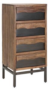 Cassettiera Yellowstone 45x40x100 cm in Legno di Acacia e in Ferro Marrone e Nero