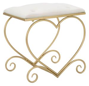 Sgabello Heart Crema 50x37,5x51,5 cm in Ferro e MDF e Spugna e Poliestere Oro e Rosa