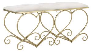 Panca Heart Crema 105x37,5x51,5 cm in Ferro e MDF e Spugna e Poliestere Oro e Rosa