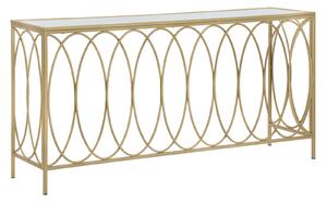 Console Arc Similmarble 160x40x79 cm in Ferro MDF e Vetro Oro e Crema