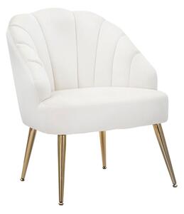Poltrona Shell Crema 65x69x84 cm in Legno Spugna Poliestere e Acciaio Crema e Oro