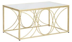 Tavolo da Caffé Exy 90x60x45 cm in Ferro e Specchio Oro e Argento