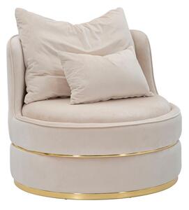 Poltrona Paris Space Crema/Oro Ø84x72 cm in Legno e Spugna Verde e Oro